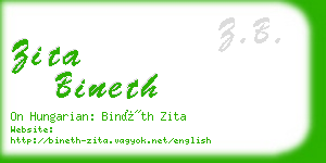 zita bineth business card